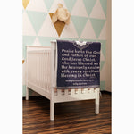 Load image into Gallery viewer, Blankets - Personalizable Scripture Mink Sherpa Blankets - Eph. 1:3_Blue - 60&quot;x80&quot;
