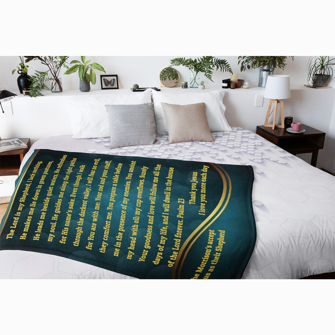 Blankets - Personalizable Scripture Mink Sherpa Blankets - Psalm 23 - 60"x80"