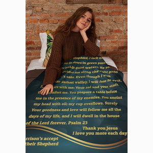 Blankets - Personalizable Scripture Mink Sherpa Blankets - Psalm 23 - 60"x80"