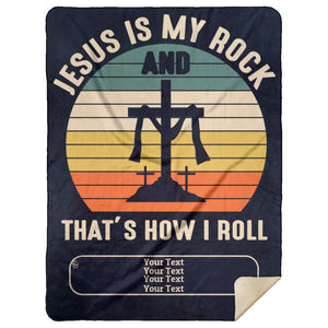 Blankets - Testimony Personalizable XL Mink Sherpa Blankets - Jesus Is My Rock - 60" X 80"