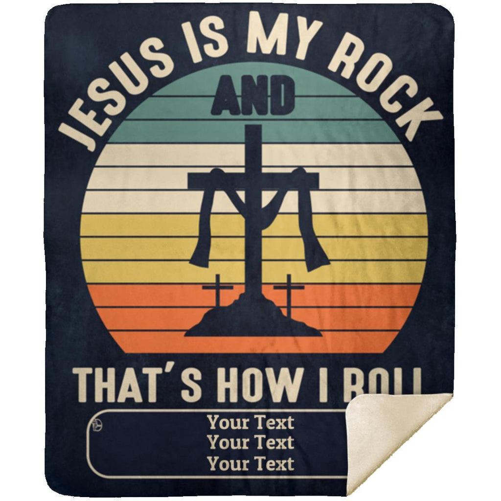 Blankets - Testimony Personalizable Mink Sherpa Blankets - Jesus Is My Rock  50" X 60"