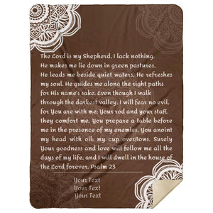 Blankets - Personalizable Scripture Mink Sherpa Blankets - Psalm 23_Brown - 60" X 80"