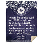 Load image into Gallery viewer, Blankets - Personalizable Scripture Mink Sherpa Blankets - Eph. 1:3_Blue - 60&quot;x80&quot;
