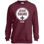 Load image into Gallery viewer, Jesus Squad Personalizable Youth Crewneck Sweatshirt
