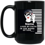 Load image into Gallery viewer, Drinkware - Lives By Faith In The Word Of God Personalized Black Mug
