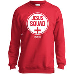 Load image into Gallery viewer, Jesus Squad Personalizable Youth Crewneck Sweatshirt
