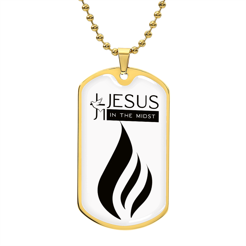 Jesus in the Midst Dog Tag on Ball Chain (Black-White  )  Personalization Available
